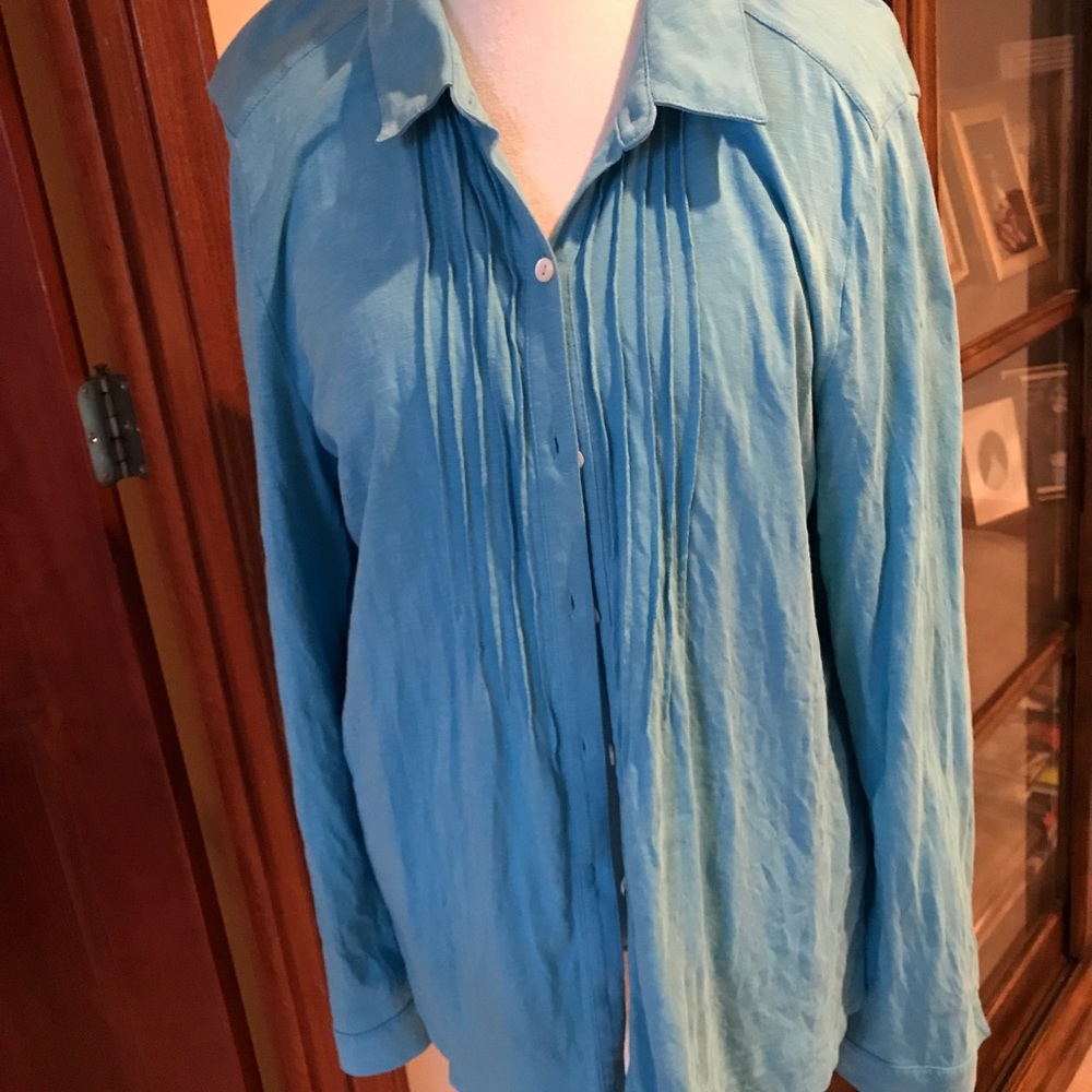 J Jill Blue Button Down Shirt Size XL